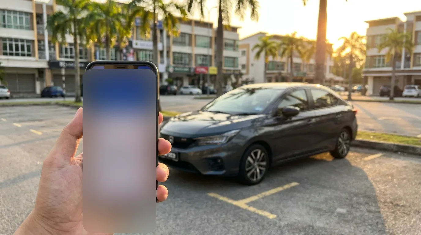 Person checking car rental app on phone