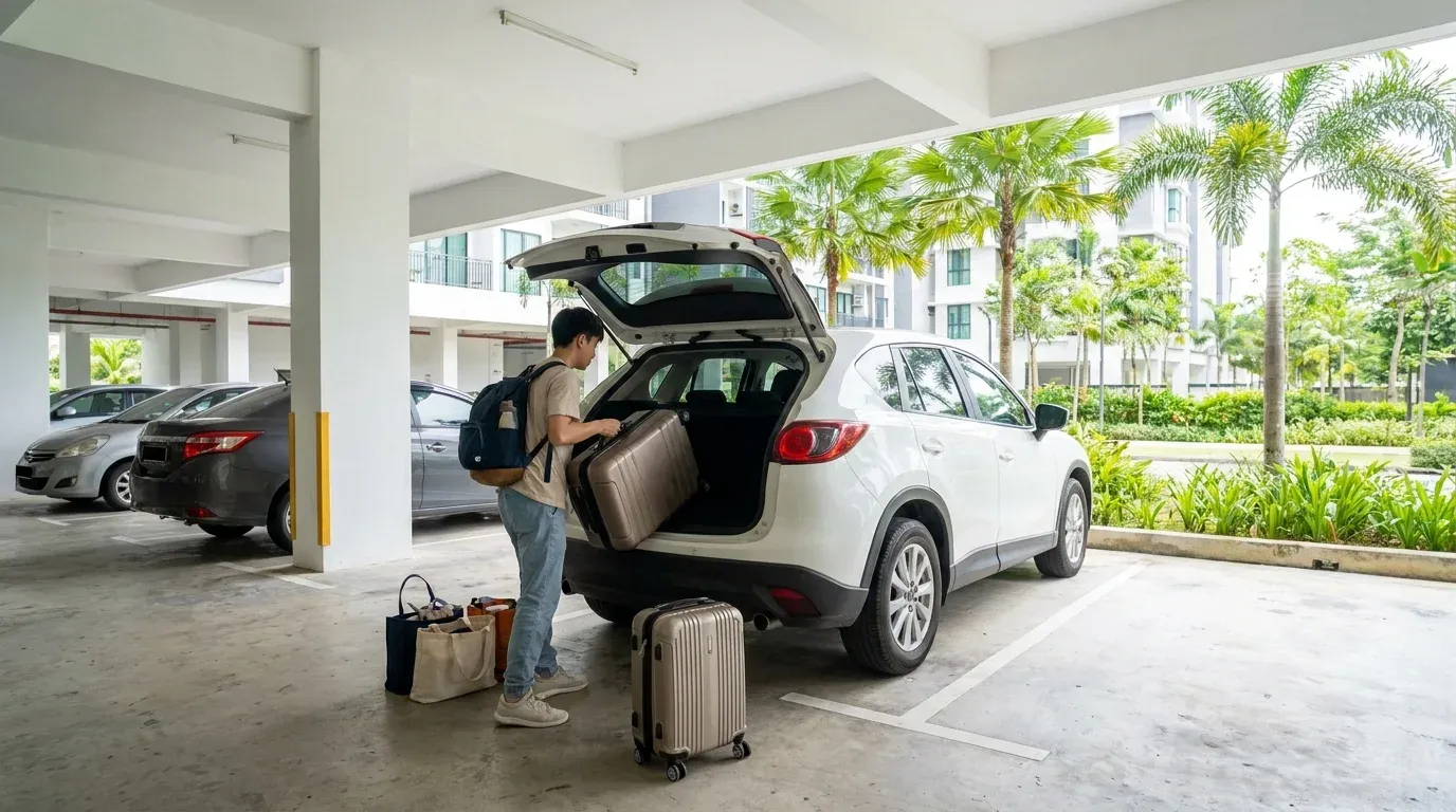 Person loading luggage into a car
