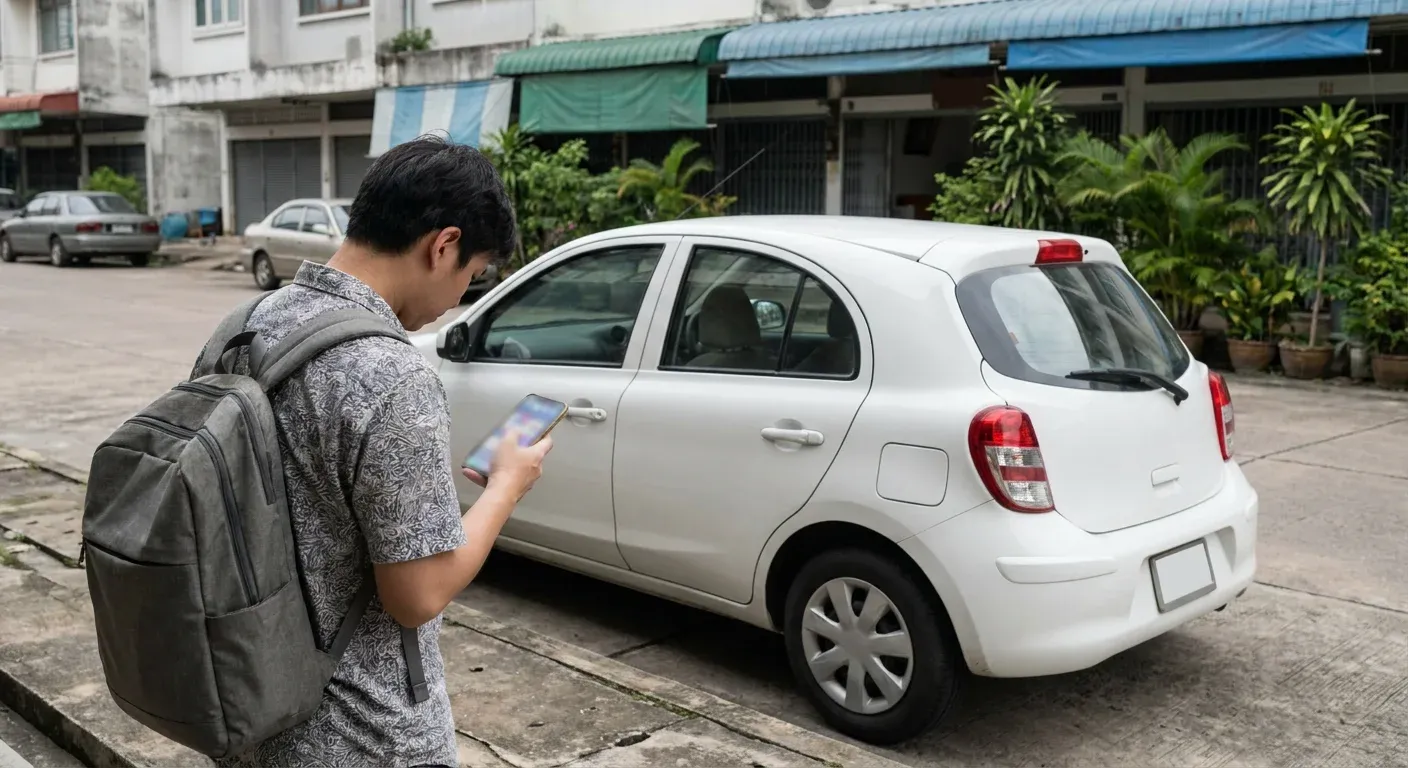 Checking a Johor Bahru car rental listing by date and location