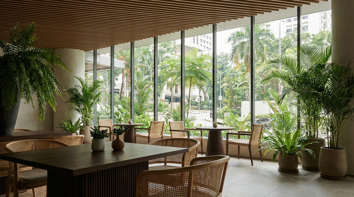 Quiet design-led Kuala Lumpur boutique hotel interior with natural light